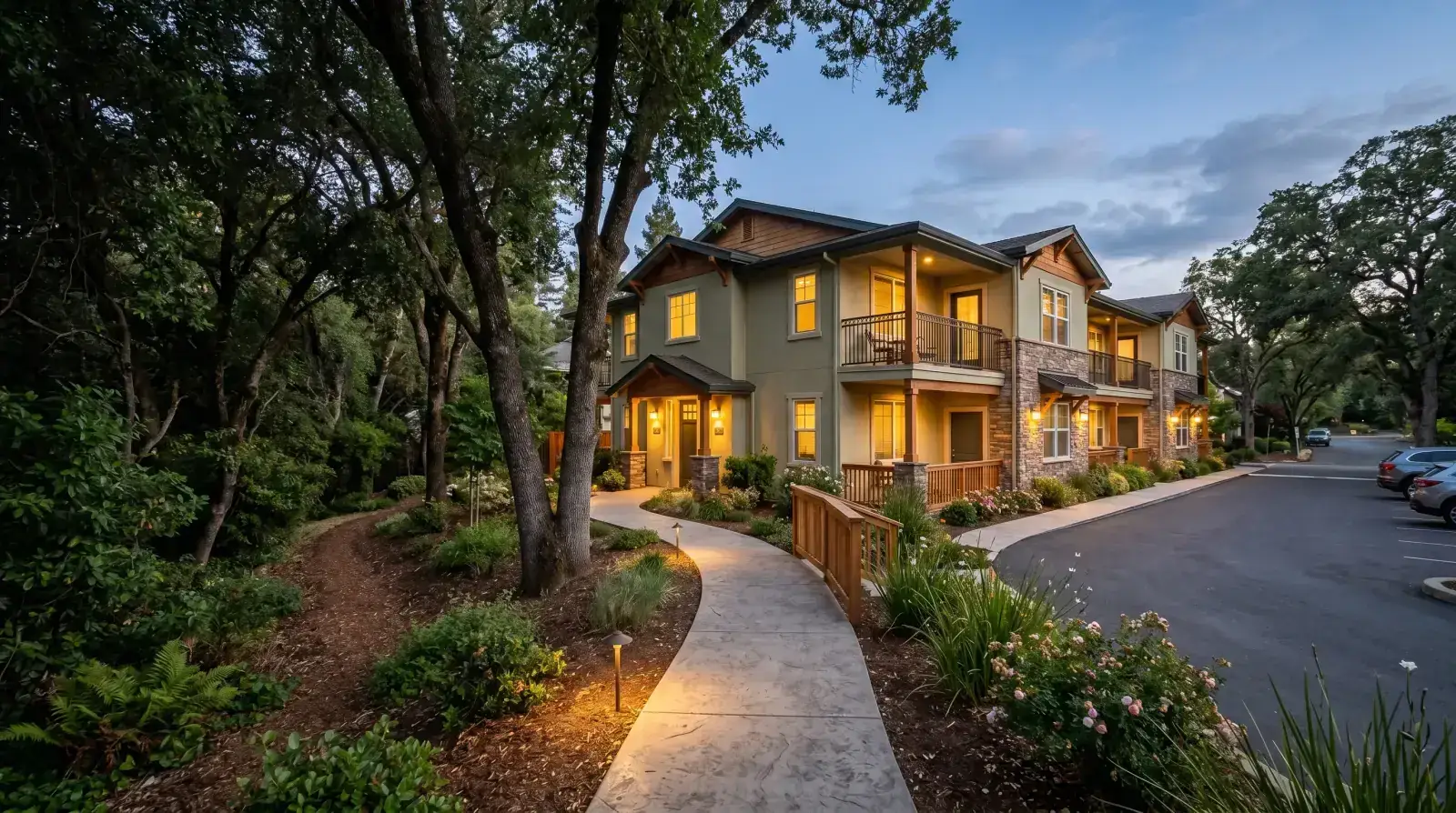 Garden-style apartment building along the Auburn-Folsom Road corridor in Granite Bay, California